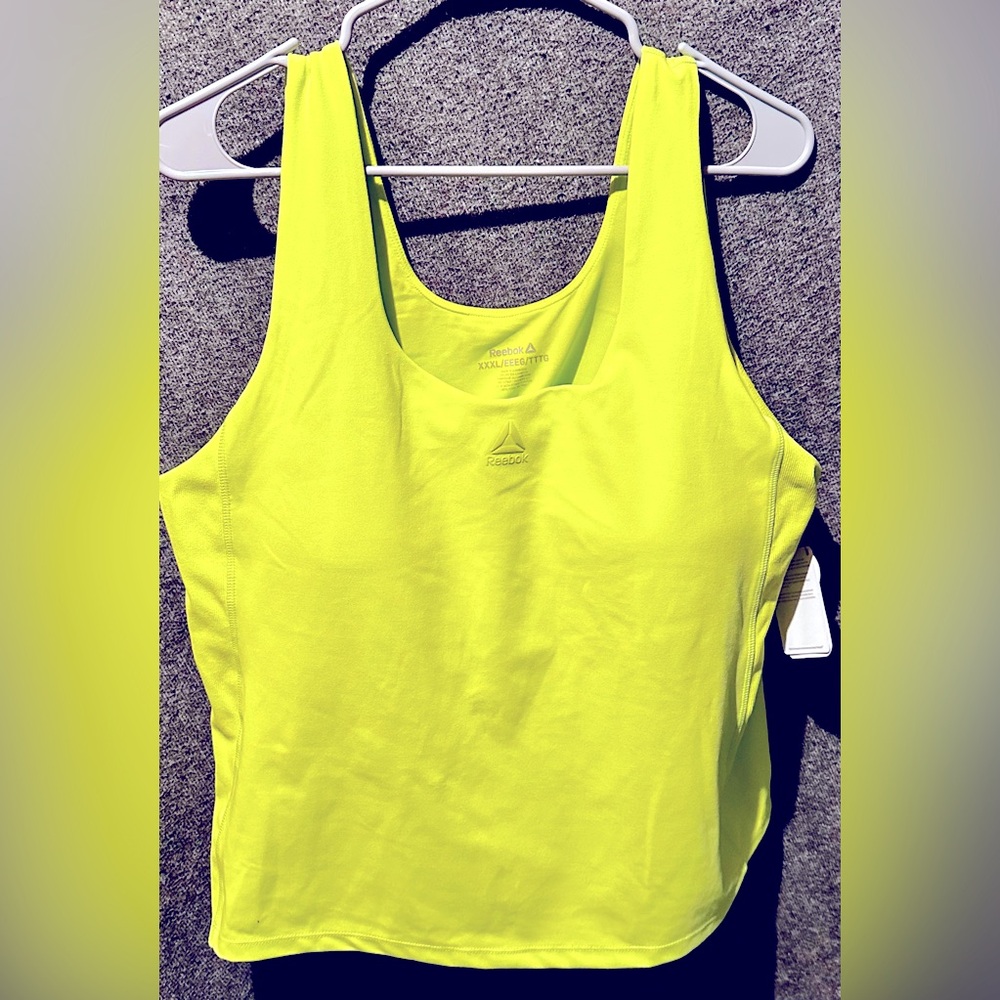 Reebok Evolution Bra Tank Moisture Wicking Lime Punch Size 3xl New with Tags